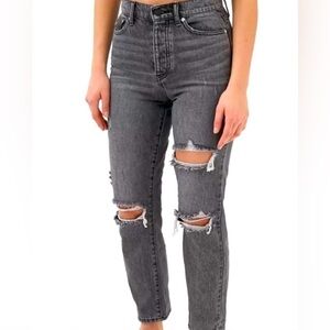 BDG Urban Outfitters Slim Straight Distressed Jeans Black Wash High Rise Size 28